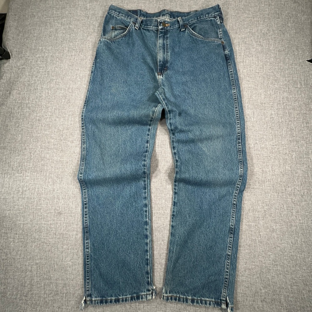 Vintage Y2K Wrangler Jeans Mens 36x30 (Fits 34x30) Straight Leg Distressed READ